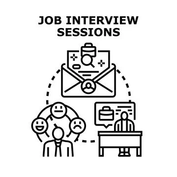 Job interview process, recruitment, and employment search concept Stock Illustration