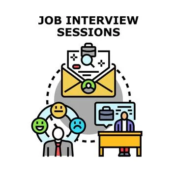 Job interview process, recruitment, and employment search concept Stock Illustration