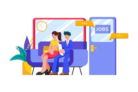 Job Interview Queue 스톡 일러스트