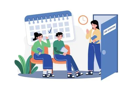 Job Interview Queue Illustration concept. A flat illustration isolated on w.. イラスト素材