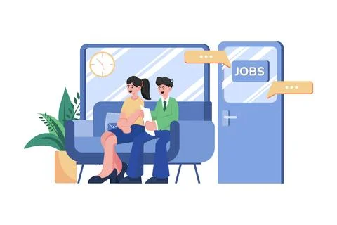 Job Interview Queue Illustration concept. A flat illustration isolated on w.. イラスト素材
