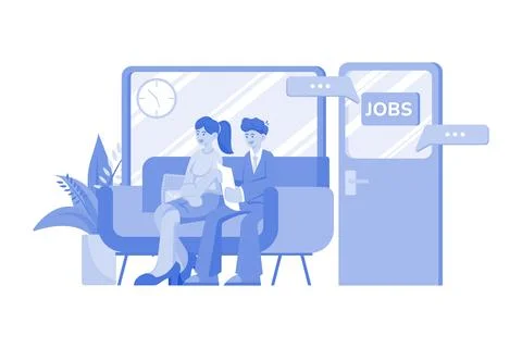Job Interview Queue Illustration concept on white background Stock Illustration