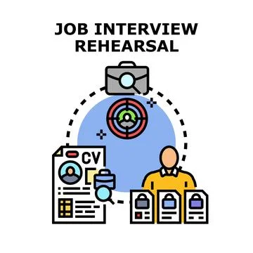 Job interview rehearsal concept preparing for employment Stock Illustration