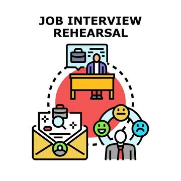 Job interview rehearsal vector concept illustration Stock Illustration