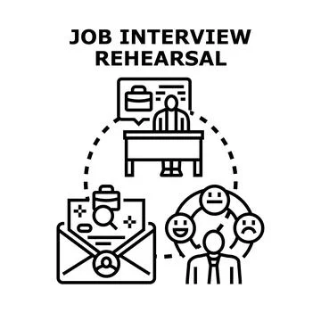 Job interview rehearsal vector concept illustration Stock Illustration