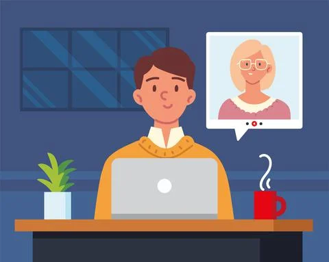 Job interview remotely Illustrazione stock