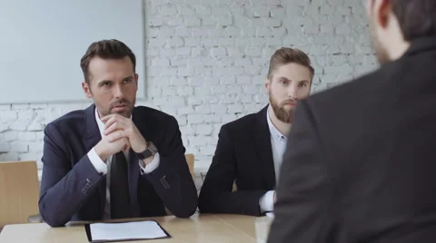 Job interview - two recruiters asking questions Video stock 62421545