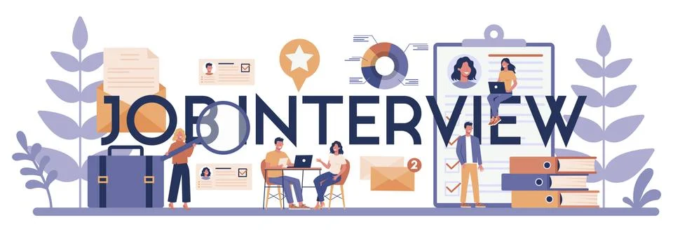 Job interview typographic header concept. Idea of employment Stock Illustration