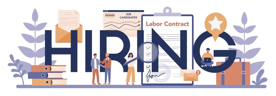 Job interview typographic header concept. Idea of employment Stock Illustration