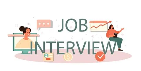 Job interview typographic header. Idea of employment and hiring. Stock Illustration