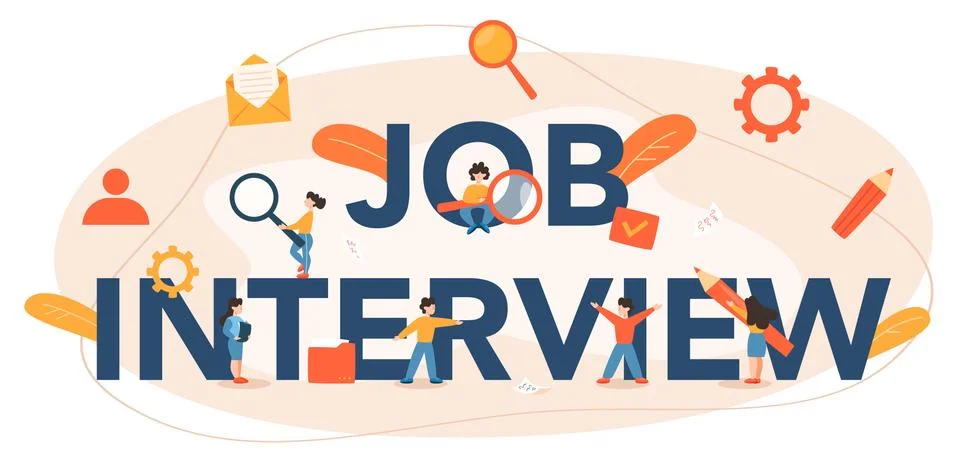 Job interview typographic header. Idea of employment and hiring. Stock Illustration