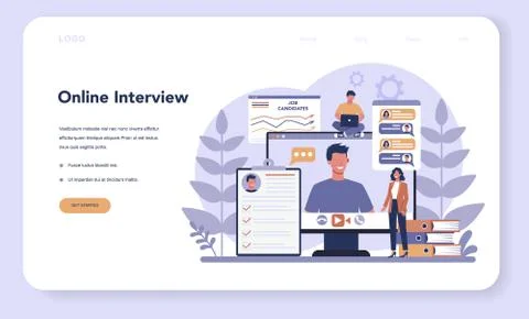 Job interview web banner or landing page. Idea of employment Illustrazione stock