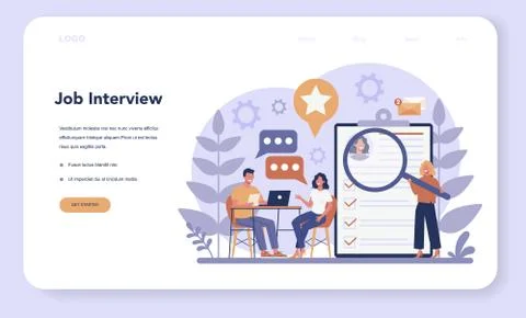 Job interview web banner or landing page. Idea of employment Illustrazione stock