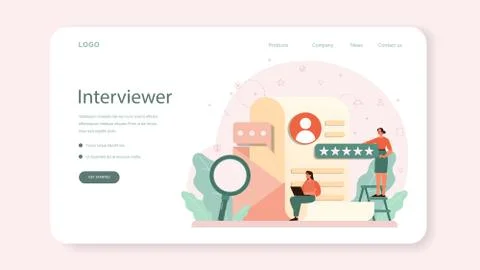 Job interview web banner or landing page. Idea of employment Stock Illustration
