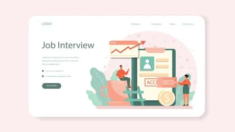 Job interview web banner or landing page. Idea of employment Stock Illustration