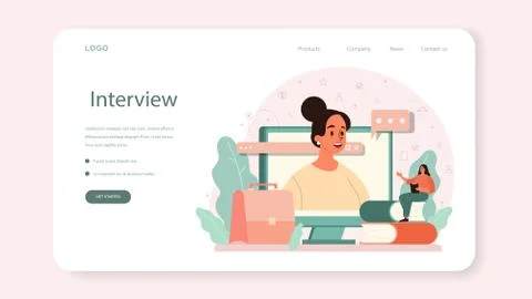 Job interview web banner or landing page. Idea of employment Illustrazione stock