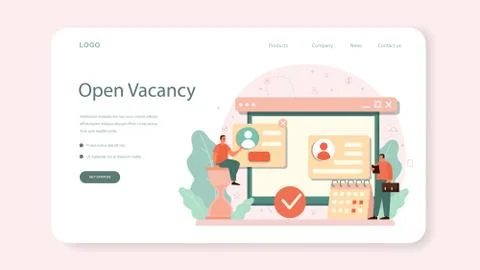 Job interview web banner or landing page. Idea of employment Stock Illustration