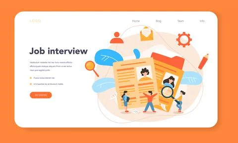 Job interview web banner or landing page. Idea of employment and hiring. Stock Illustration