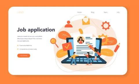 Job interview web banner or landing page. Idea of employment and hiring. Stock Illustration