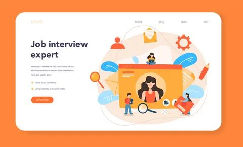 Job interview web banner or landing page. Idea of employment and hiring. Stock Illustration