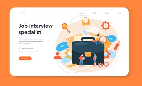 Job interview web banner or landing page. Idea of employment and hiring. Illustrazione stock