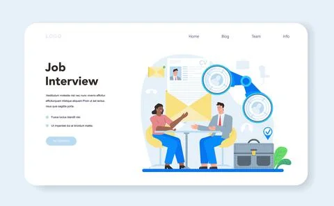 Job interview web banner or landing page. Idea of employment Stock Illustration