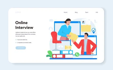 Job interview web banner or landing page. Idea of employment Stock Illustration