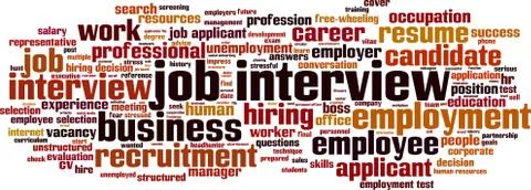 Job interview word cloud Illustrazione stock
