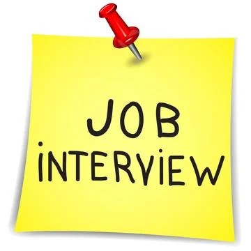 Job interview word on a Note Paper with pin on white Stock Illustration