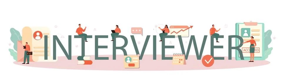 Job interviewer typographic header. Idea of employment Stock Illustration
