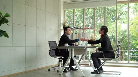 Job interviews, interviewees will be called in to interview one by one. Stock Footage 135745527