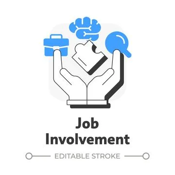 Job involvement flat outline concept icon Illustrazione stock