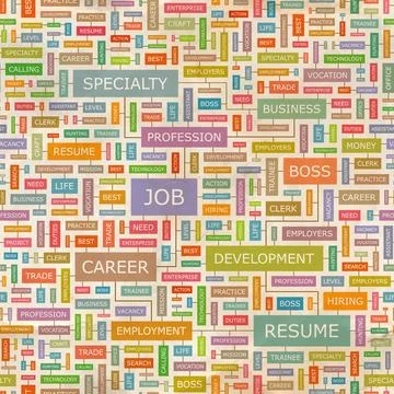 JOB JOB. Seamless pattern. Concept related words in tag cloud. Conceptual ... Stock Photos