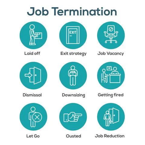 Job Loss, Downsizing, Getting Fired, and Unemployment due to Covid 19 or Coro Stock Illustration