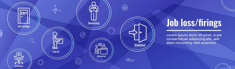 Job Loss, Downsizing, Getting Fired, Unemployment due to Covid 19 or Coronavi Stock Illustration