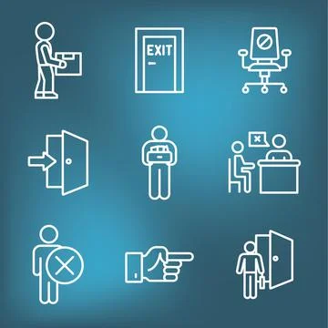 Job Loss, Downsizing, Getting Fired, and Unemployment due to Covid 19 or Coro Stock Illustration