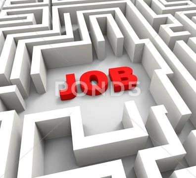 Job in maze showing finding jobs Stock Illustration