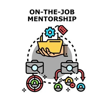 On the job mentorship developing professional knowledge and skills Stock Illustration