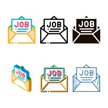 Job message list mail in stylized envelope vector icon Stock Illustration