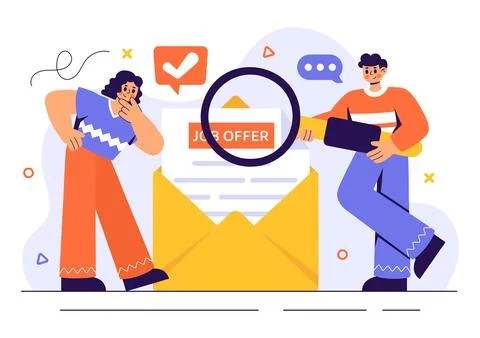 Job Offer Vector Illustration featuring a Businessman, Recruitment Process,.. Stock Illustration