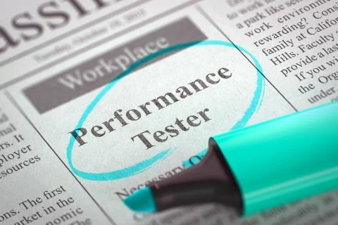 Job Opening Performance Tester. 3D Illustrazione stock