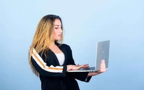 Job openings for junior developer. Study programming. Blogging concept. Girl Stock Photos