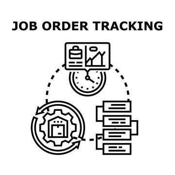 Job order tracking management process delivering delivery Stock Illustration
