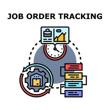 Job order tracking management process delivering delivery Illustrazione stock
