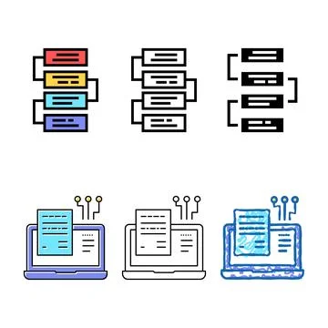 Job pack working steps and tasks color icon vector 库存插图