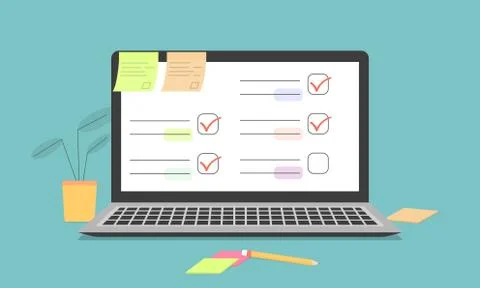 Job performance statistics on the computer screen Stock Illustration