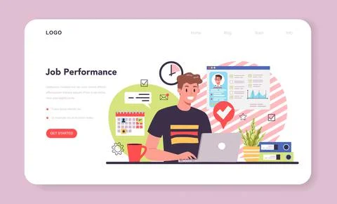 Job performance web banner or landing page. Personnel management Stock Illustration