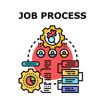 Job process workflow diagram with teamwork concept Stockillustratie