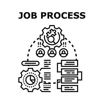 Job process workflow diagram with teamwork concept Stock Illustration