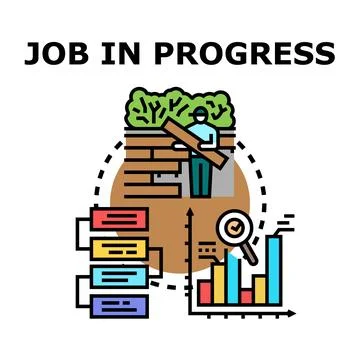 Job in progress building process management icon Stock Illustration